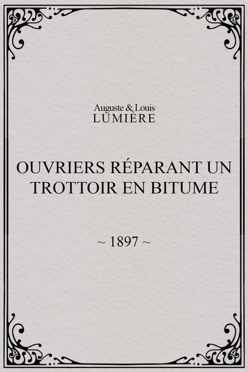 Workers Repairing a Sidewalk with Bitumen